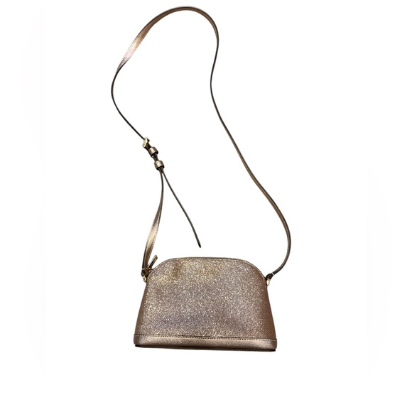 Kate Spade Tinsel Dome Crossbody Purse Rose Gold Glitter & Necklace - Picture 9 of 15